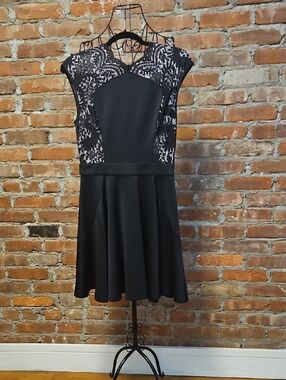 Ted Baker London Black Lace-Panel Midi Dress